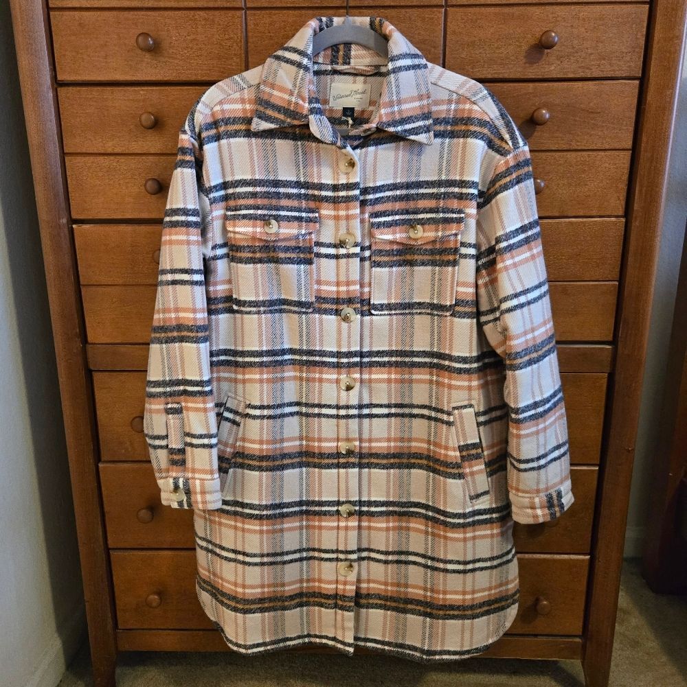 Universal Thread Plaid Jacket Shacket - Cream, Blue, and Orange